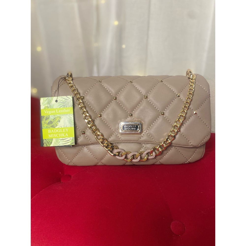 NWT Badgley Mischka CrossBody W/Diamond Quilted & Studs Handbag